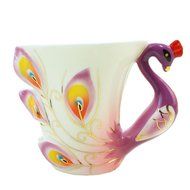 Yulinglong purple Peacock tea coffee cup and saucer Made in Jingdezhen N3