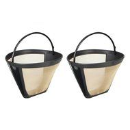 KINGSO Cone Style Gold Permanent Coffee Filter for 10-12 Cups Pack of 2 N5