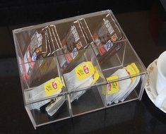 Fasmov Acrylic Tea Bag Holder 6 Compact Tea Bag Box(Clear) N2