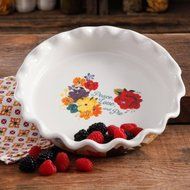 The Pioneer Woman 9" Ruffle Top Ceramic Pie Pan, TIMELESS FLORAL N4