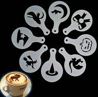 8Pcs Halloween Cappuccino Latte Art Coffee Stencils Duster Cake Icing Spray by Micro Shops N2