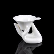 Porcelain Ceramic Tea Strainer Filter Colander And Guanyin Buddha Hand Style Support Holder - Essential Tools... N4