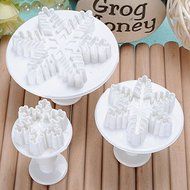 3 Snowflake Fondant Cake Bread Decorating Sugarcraft Mold Cookie Plunger Cutters Mould DIY Tools N9