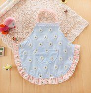 CRB Fashion Childrens Little Chef Flower Floral Ruffle Girls Toddler Kids Apron with Pockets (2T to 3T, Blue) N2