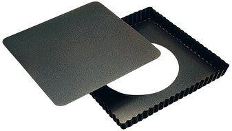 Paderno World Cuisine 9 by 9 Inch Square Fluted Non-Stick Tart Mold with Removable Bottom