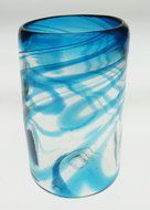 Mexican Glasses &amp; Pitcher Set, Turquoise Swirl 16 oz (Set of 6) N5