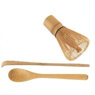 1x JapanBargain Brand - Chasen (Tea Whisk) + Chashaku (Hooked Bamboo Scoop) for preparing Matcha + Tea Spoon