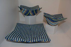 Microwave Bowl Cozies // Set of 3 // 1 Small Bowl Cozy // 1 Medium Bowl Cozy // 1 Dinner Plate Cozy // Daffodil... N4