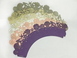 HUAL Cupcake Wrappers 50 Filigree Artistic Bake Cake Paper Cups Shell Lace Laser Cut Liner Baking Cup Muffin Case... N2