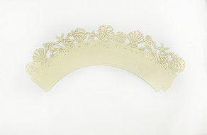 HUAL Cupcake Wrappers 50 Filigree Artistic Bake Cake Paper Cups Shell Lace Laser Cut Liner Baking Cup Muffin Case... N4