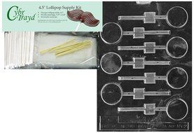 Cybrtrayd 45StK25S-M062 Small Round Lolly Chocolate Candy Mold with Lollipop Supply Kit, 25 Lollipop Sticks, 25... N3