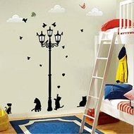 Hyalo (TM) New Hot Naughty Cats Birds and Street light Lamp Post Wall Stickers home decoation N3