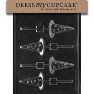 Dress My Cupcake DMCH114 Chocolate Candy Mold, Witch&#039;s Hat Lollipop, Halloween