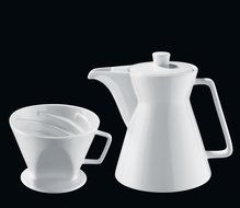 Cilio Premium Vienna Akantus White Porcelain 1l Coffee Pot &amp; 4 Cup Filter Holder