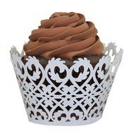 Voberry 50pc New! Little Vine Lace Cut Cupcake Wrapper Liner Baking Cup Muffin (Blue) N3