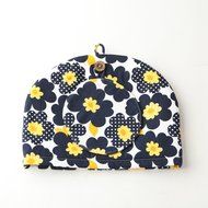 Northern European Style Navy Blue Flowered Cotton Cloth Tea Cozy with Teapot Coaster Handmade by Japanese Craftsman... N3