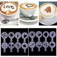 LADEY Fashion Cappuccino Coffee Barista Stencils Template Strew Pad Duster Spray Tools 16pcs/Pack N5