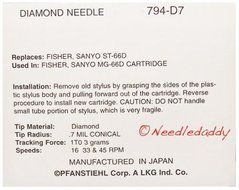 NEW IN BOX NEEDLE FOR FISHER ST-67D MG-67 MG-66D ST-66D,794-D7 N5