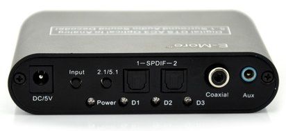 E-More&reg; High Ouality Digital AC3 DTS Optical SPDIF/Coaxial Dolby Audio to Analog 5.1 Channel Surround Audio Sound... N3