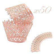 HUAL Cupcake Wrappers 50 Filigree Artistic Bake Cake Paper Cups Flowers Lace Laser Cut Liner Baking Cup Muffin... N12