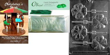 Cybrtrayd P002 Shamrock Lolly Chocolate Candy Mold with Exclusive Cybrtrayd Copyrighted Chocolate Molding Instructions... N2
