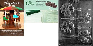 Cybrtrayd P002 Shamrock Lolly Chocolate Candy Mold with Exclusive Cybrtrayd Copyrighted Chocolate Molding Instructions... N3