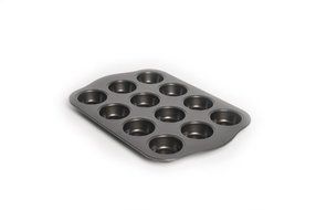 Chloe's Kitchen 201-213 12-Cavity Non-Stick Muffin Pan, Dark Grey