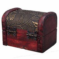 Mini Plywood Vintage Treasure Jewelry Storage Lock Box Case Suitcase Container Decorative N3