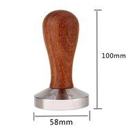 Kteam 58mm Stainless Steel Wooden Handle Coffee Tamper Barista Espresso Tamper Base Coffee Bean Press N4