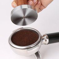 Kteam 58mm Stainless Steel Wooden Handle Coffee Tamper Barista Espresso Tamper Base Coffee Bean Press N6