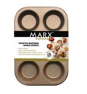 Ankai Premium Muffin Pan,6 Cups Non-Stick Heavy Carbon Steel Baking Pan,Champagne gold coating N3