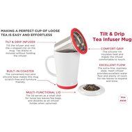 casaWare Tilt and Drip Tea Infuser Ceramic Mug, 14-Ounce (Matcha Green) N15