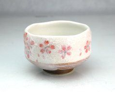 Ryu Mei Ippuku Shino Tataki Sakura Matcha Chawan (Matcha Bowl), Red N6