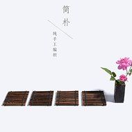 CCWY Bamboo Zen style hand-knitted bamboo teapot Tea Cup coaster mats non-slip insulation pad bamboo tea zero... N5