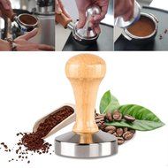 Shop24Hrs Aluminum Casting Espresso Coffee Tamper Flat Base Wood Handle Bean Press Tool N2