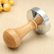 Shop24Hrs Aluminum Casting Espresso Coffee Tamper Flat Base Wood Handle Bean Press Tool N3