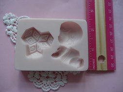 Baby Crawling with Cubes, baby shower Silicone Mold By Oh! Sweet Art FDA Approved for Food N3