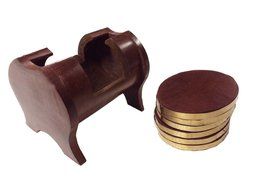 Wooden Drink Coasters Set of 6 in a Round Fish Shape Holder,glass coaster set, round coasters for drinks,Thanks...