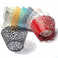 KINGSO 12pcs Filigree Vine Cupcake Wrappers Wraps Cases Wedding Birthday Decorations N8