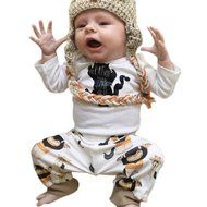 Clothes Set ,BeautyVan Newborn Infant Clothes Baby Boy Monsters Print Tops Romper+ Pants Outfits Set (12M, White) N7