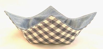 Microwave Bowl Cozy Denim/ Soldier Blue Gingham 3 pc. Set N6