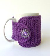 Crochet Coffee Mug Cozy in Purple N2