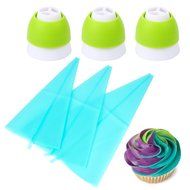 Piping Bags, MCIRCO 3 X ColorSwirl 3-Color Coupler for Large Size Russian Piping Tips and 3 X Reusable Pastry... N14