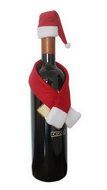 Smile YKK 2pcs Christmas Wine Bottle Santa Hat Scarf Home Decor Red N2