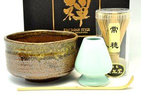 Japanese Mino Yaki ware Matcha Bowl And Tea Ceremony Set Green Tea 12.3 / 12.3 / 7.2cm (4.8 / 4.8 / 2.8inch)[7435]