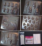 Harry Potter Chocolate Frog Mold Kit - Includes 5 Molds, 100 Sticks, 100 Bags, 50 Ties