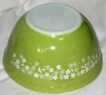 Vintage Corning Pyrex Light Green Spring Blossom 1 1/2 Quart Mixing Nesting Batter Bowl USA