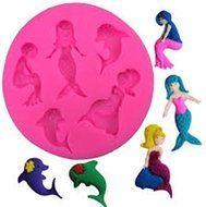 Mermaid &amp; Dolphin Silicone Mold, Candy, Fondant, Cake Decorating 5 Cavities