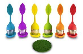 Tea Commission Tea Infuser Set of 6, Steeper Strainer Silicone &amp; Stainless Steel Mesh Basket (Rainbow) for Loose... N4