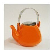 Creative Home Ceramic Teapot with Stainless Steel Lid and Infuser, Orange